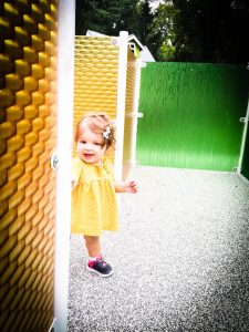 West Fork Park in Cincinnati, Ohio Toddler in Sensory Maze at West Fork Park