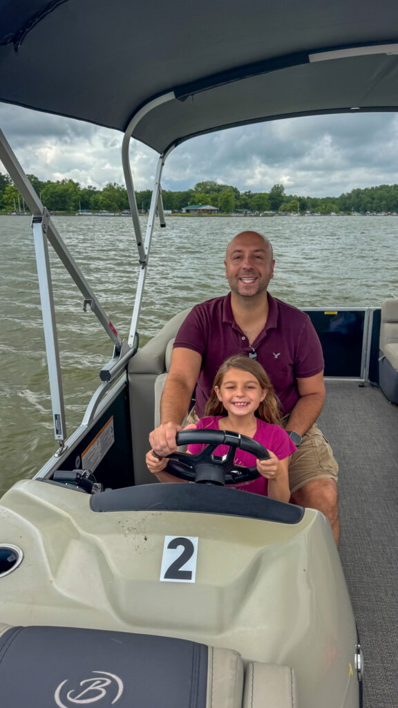 Renting a pontoon at Lake Acton in Hueston Woods State Park