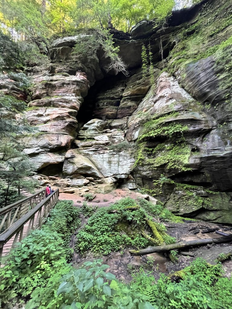 scenic view of rock house in hocking hills 