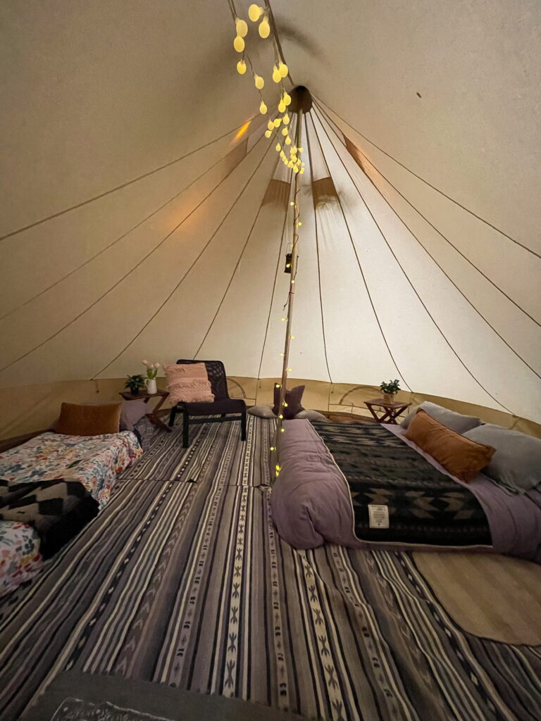 Inside of the Pop-Up BNB Tent 