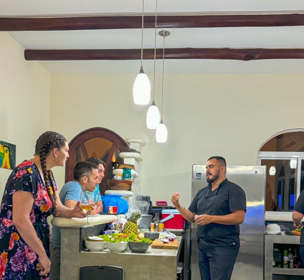 Chef walking us through the meal prep and history behind these classic dishes. 