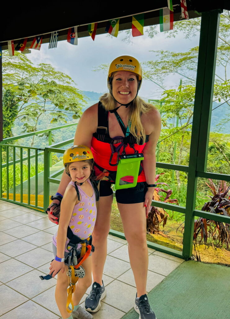 getting ready to go zip lining in La Fortuna 