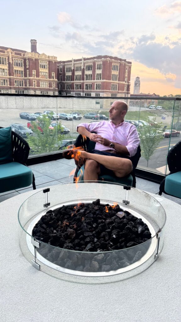 Grab a seat by the firepit on the patio
