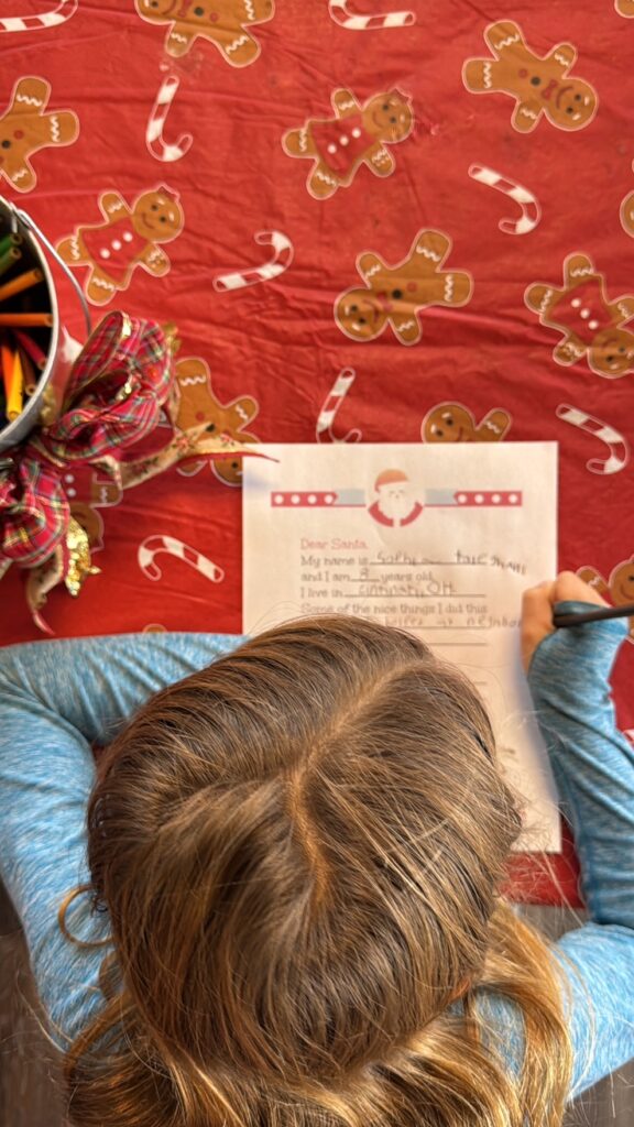 Writing a letter to Santa 