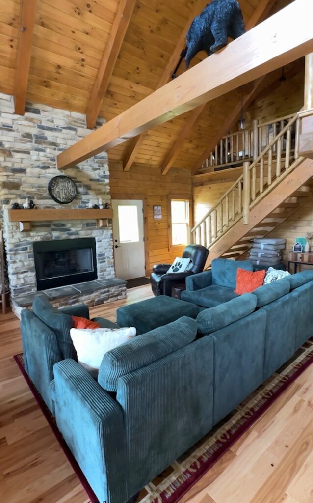 Living space inside the Cozy Bear Cabin 